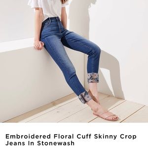 Embroidered Cuff Skinny Jeans